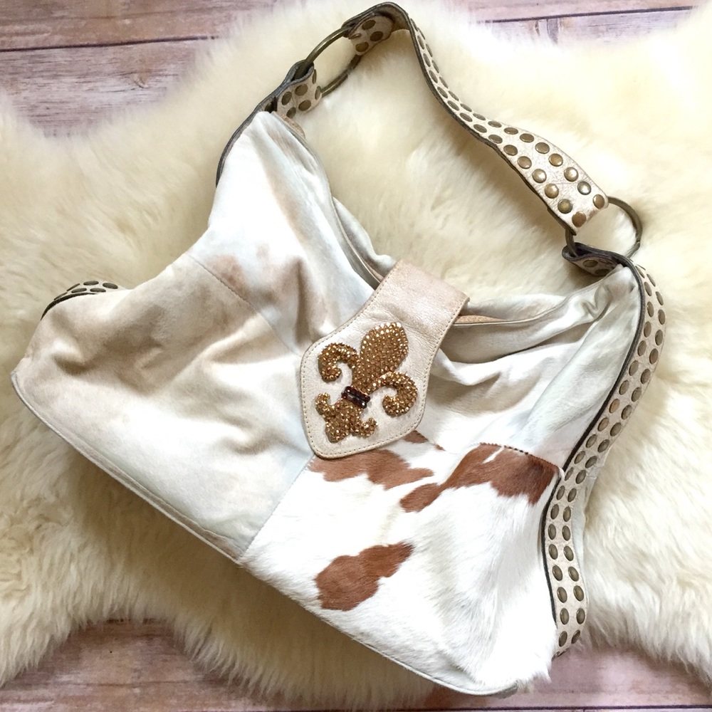Bridget Shuster Calf Hair Fleur De Lis Bag